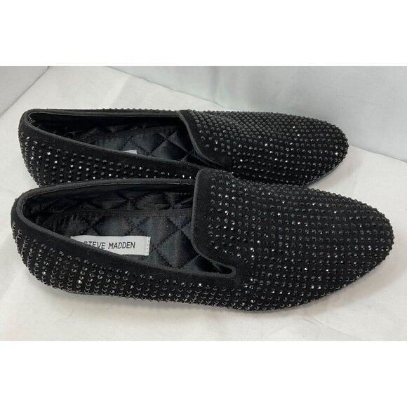 New! STEVE MADDEN CAVIRR BLACK 9.5/men/Slip-on. /Rhinestone embellished.